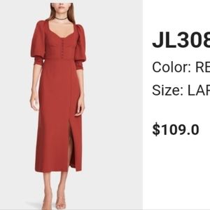 Betsey johnson , puff sleeve , long dress red size large